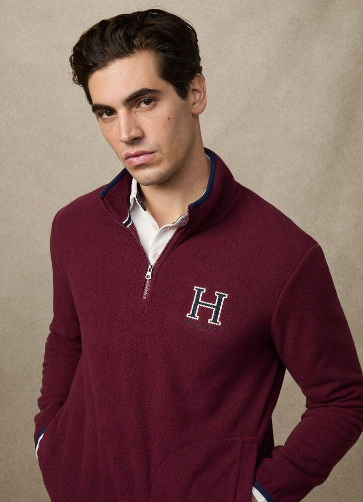 hackett h logo fleece quarter zip sweat