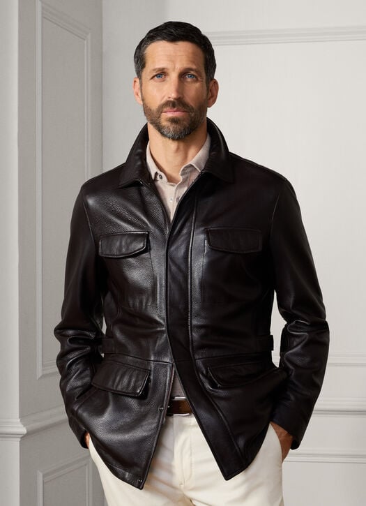 Hackett Leather Field Jacket