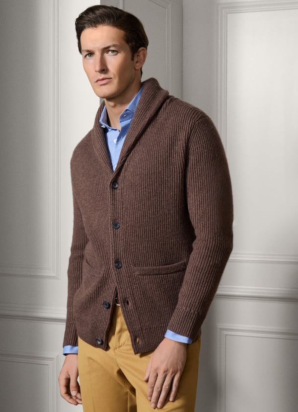 Hackett Merino Wool-cashmere Blend Shawl Cardigan