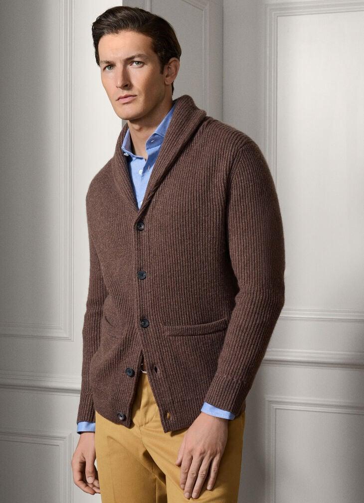 hackett merino wool-cashmere blend shawl cardigan