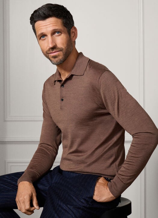 Hackett Merino Wool Long Sleeve Polo