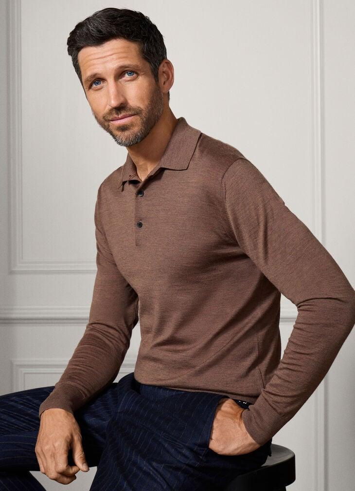 hackett merino wool long sleeve polo