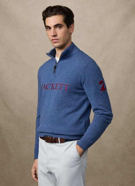 Hackett Merino Wool Number 2 Quarter Zip Jumper