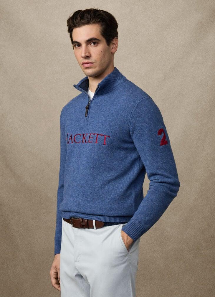 hackett merino wool number 2 quarter zip jumper
