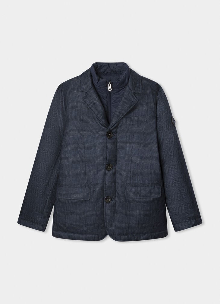 hackett prince of wales check padded blazer