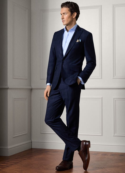 Hackett Super 150s Wool Windowpane Suit