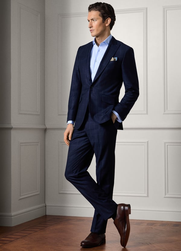 Hackett Super 150s Wool Windowpane Suit