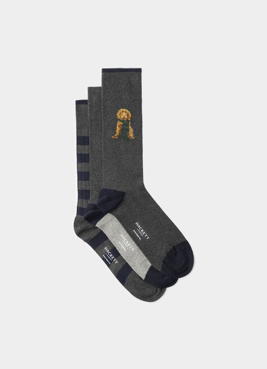 Hackett Three Pack Combed Cotton Harry Socks