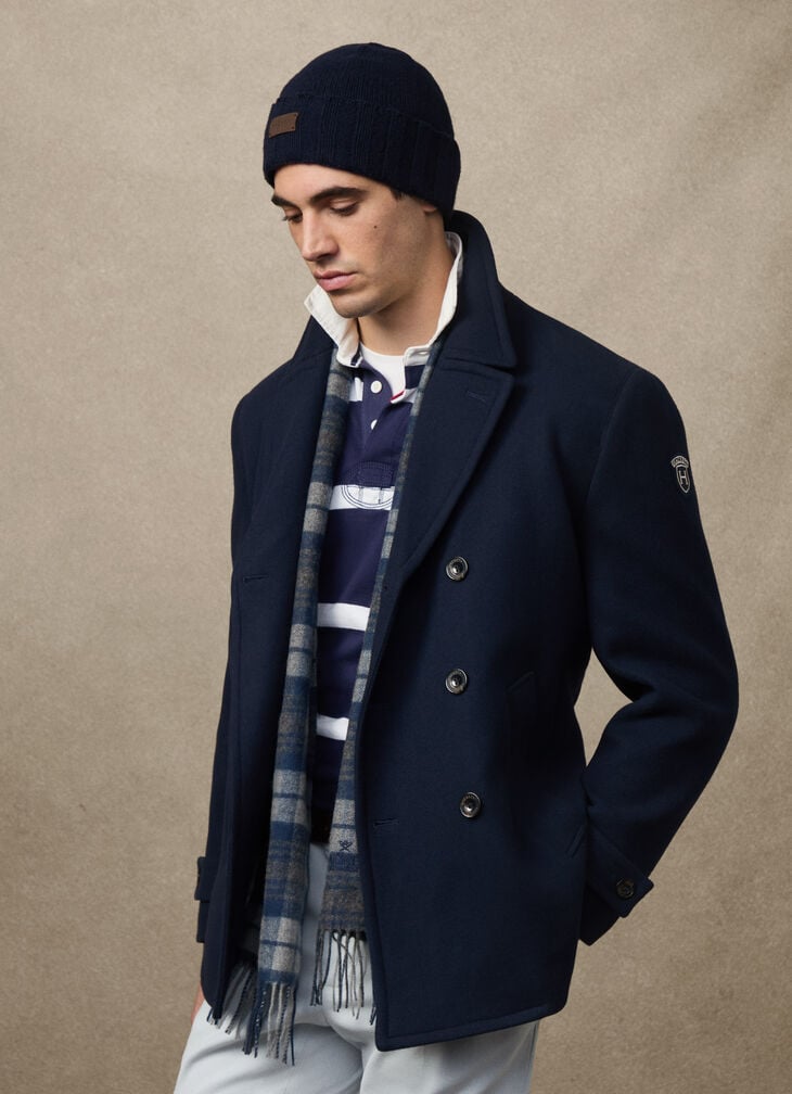 hackett wool blend greenwich peacoat