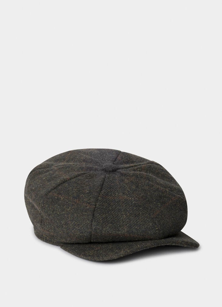 hackett wool check bakerboy cap
