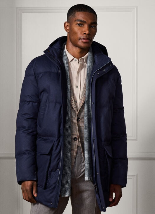 Hackett Wool Flanner Puffer Jacket