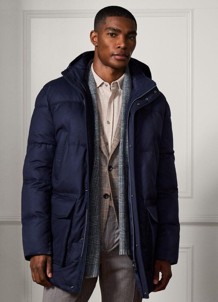 hackett wool flanner puffer jacket