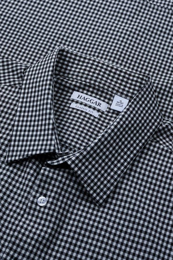 Haggar Big Smart Wash® Dress Shirt - Black Check Black