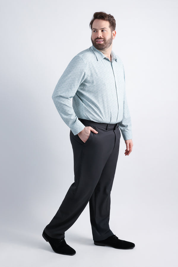 Haggar Big Smart Wash® Dress Shirt - Forest Floral Print Medium Green