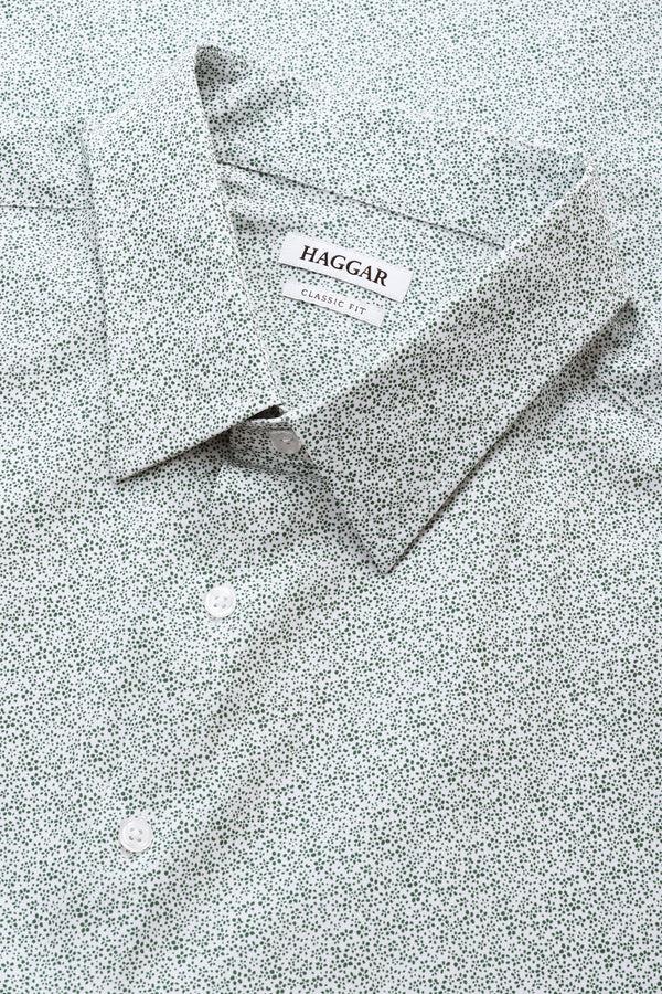 Haggar Big Smart Wash® Dress Shirt - Forest Floral Print Medium Green