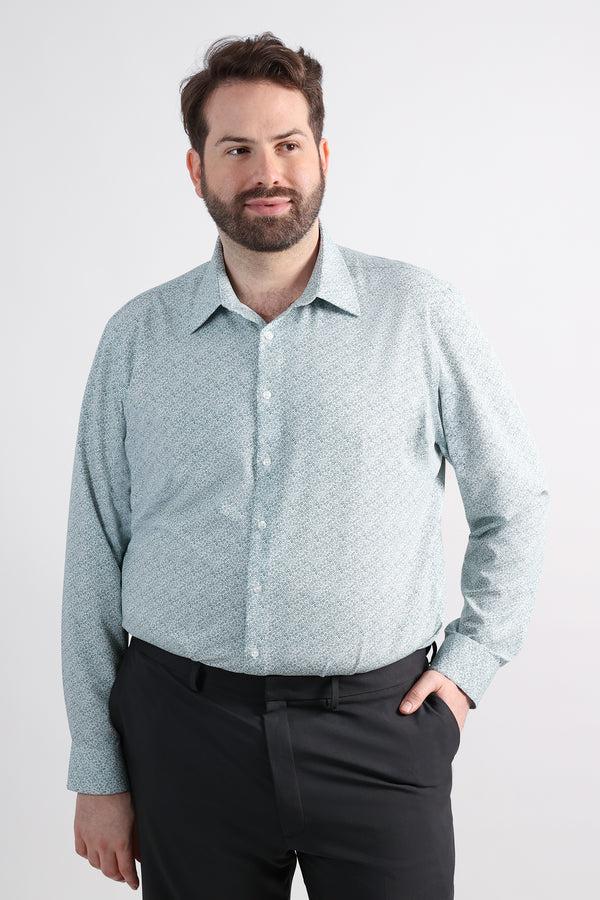 haggar Big Smart Wash® Dress Shirt - Forest Floral Print Medium Green