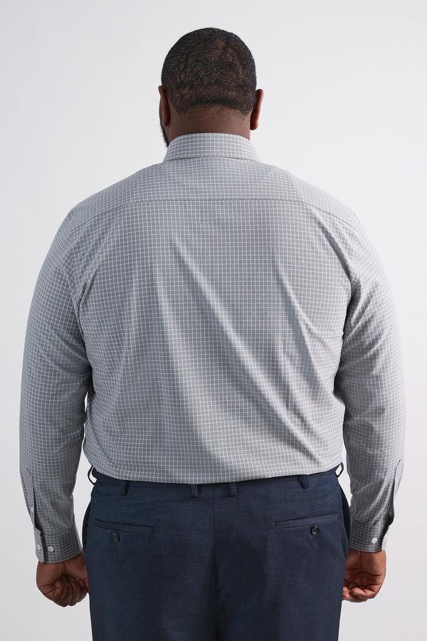 Haggar Big Smart Wash® Dress Shirt - Medium Grey Grid Medium Grey