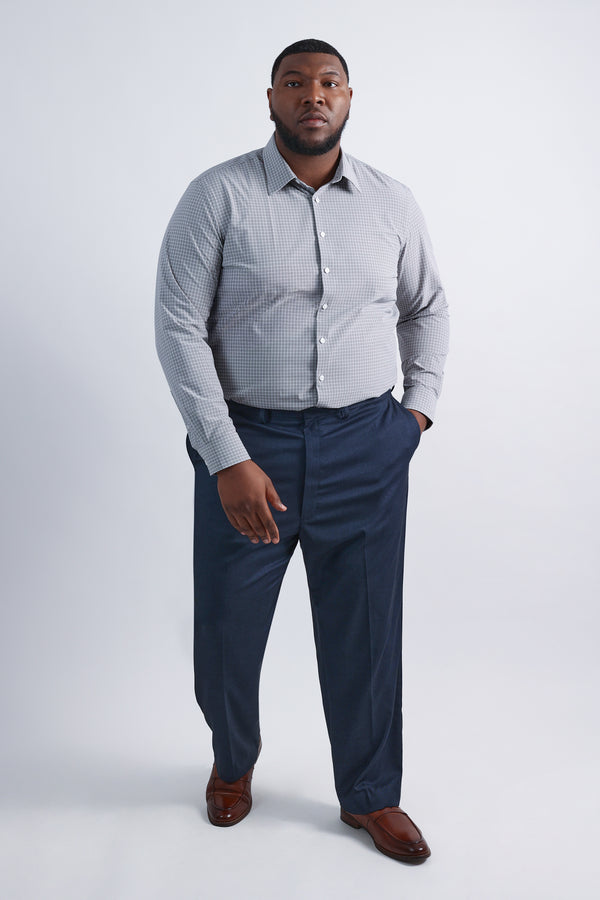 Haggar Big Smart Wash® Dress Shirt - Medium Grey Grid Medium Grey