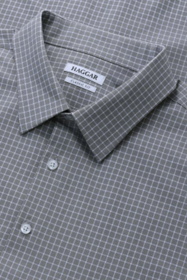 Haggar Big Smart Wash® Dress Shirt - Medium Grey Grid Medium Grey