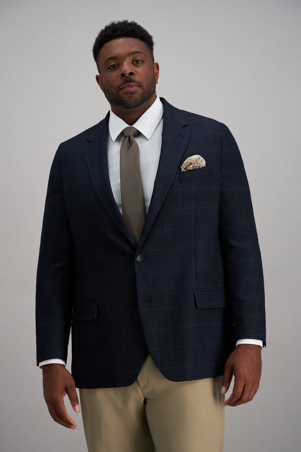 haggar Big & Tall J.M. Haggar Glen Plaid Sport Coat Navy