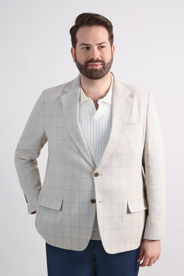 haggar Big & Tall J.M. Haggar Plaid Windowpane Sport Coat Euro Blue