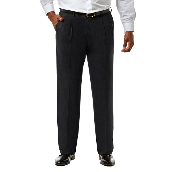 haggar Big & Tall J.M. Haggar Premium Stretch Suit Pant - Pleated Front Chocolate