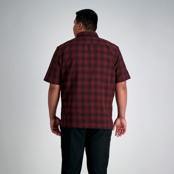Haggar Big & Tall Microfiber Plaid Shirt Windsor Wine