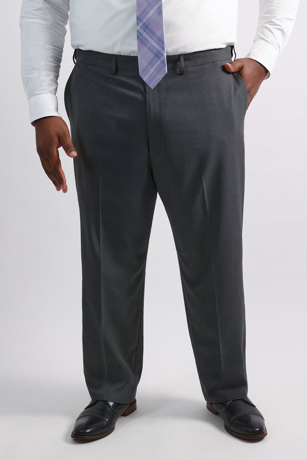 Haggar Big & Tall Premium Comfort Tonal Plaid Dress Pant Black / Charcoal
