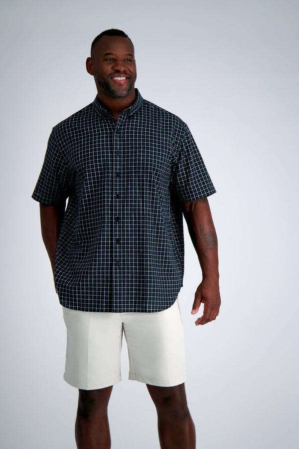 haggar Big & Tall Short Sleeve Button-Down Linen Shirt Black