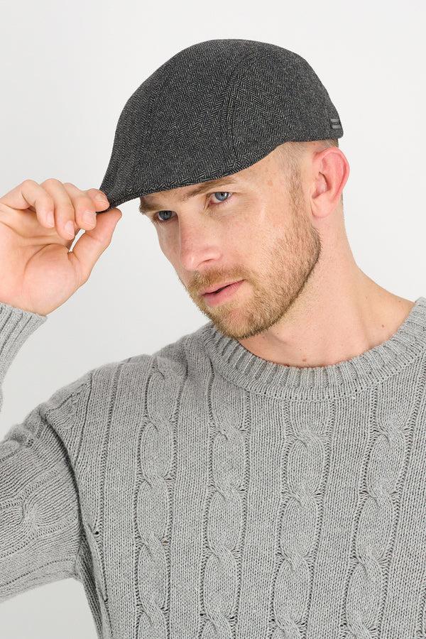 Haggar Brushed Herringbone Center Seam Flat Cap Blue