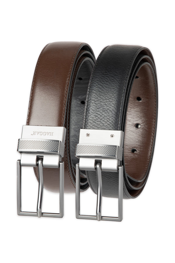 Haggar 32mm Reversible Dress Belt Dark Brown
