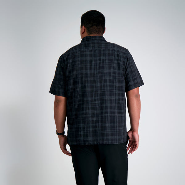 Haggar Big & Tall Microfiber Plaid Shirt Black
