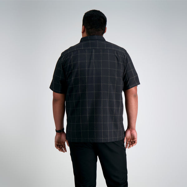 Haggar Big & Tall Microfiber Plaid Shirt Black
