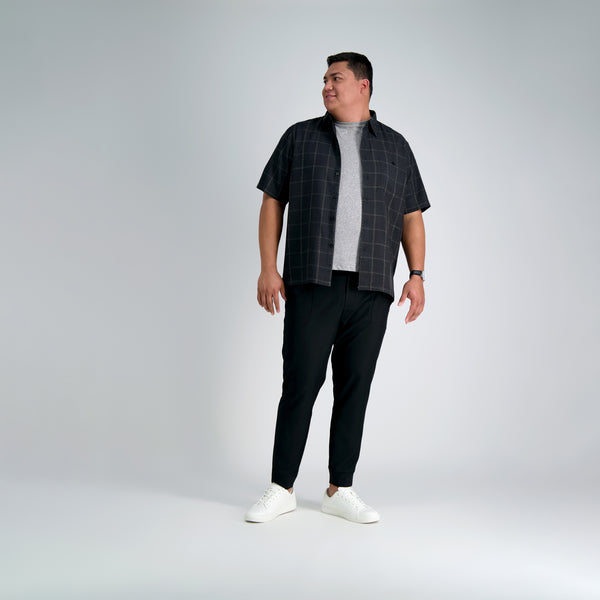 Haggar Big & Tall Microfiber Plaid Shirt Black