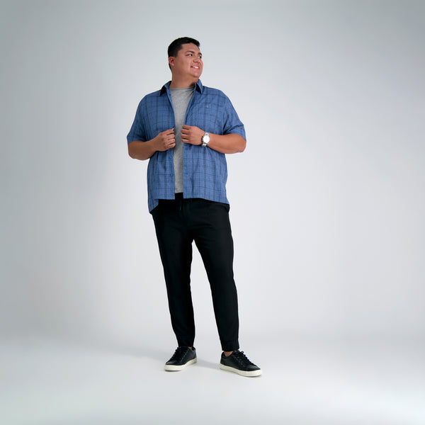 Haggar Big & Tall Microfiber Plaid Shirt London Blue