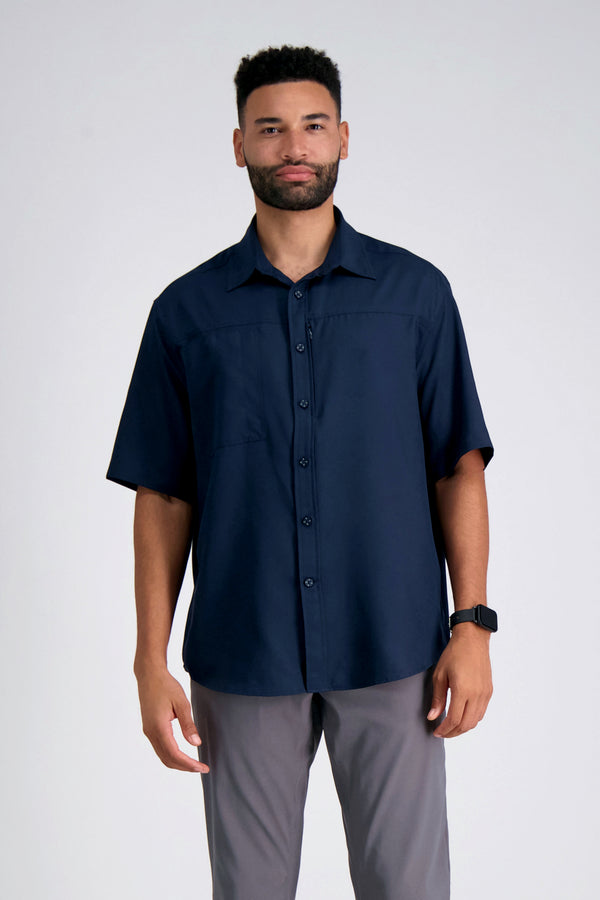 Haggar Dobby Button Down Shirt Light Blue