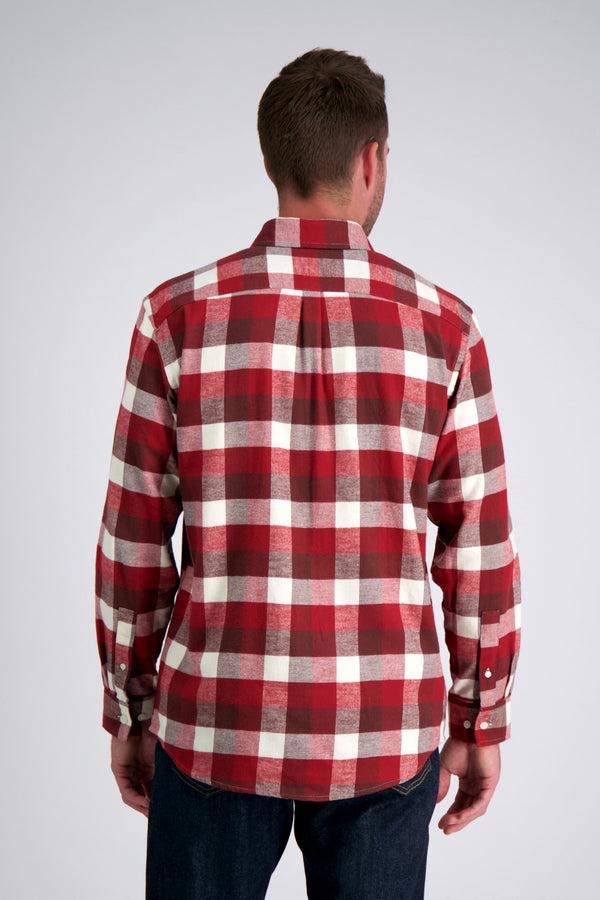 Haggar Long Flannel Plaid Shirt Heather Burgundy