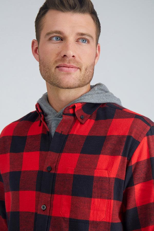 Haggar Long Flannel Plaid Shirt Red