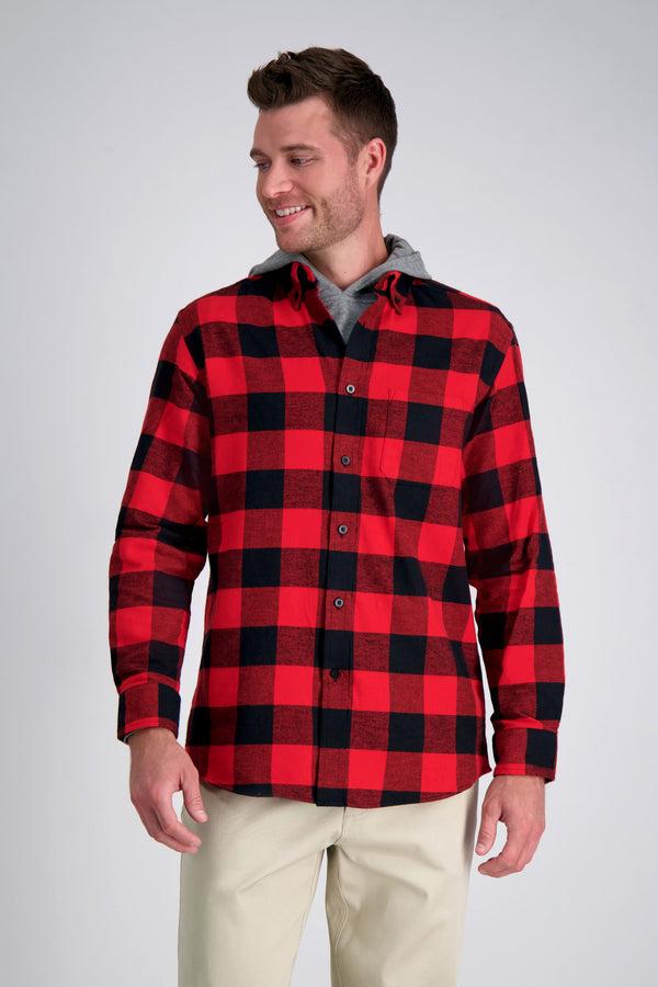haggar Long Flannel Plaid Shirt Red