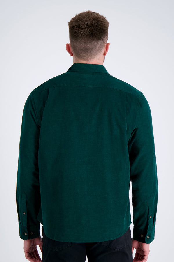 Haggar Long Sleeve Corduroy Shirt Medium Blue