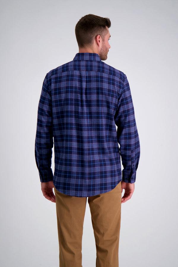 Haggar Long Sleeve Flannel Plaid Shirt Blue