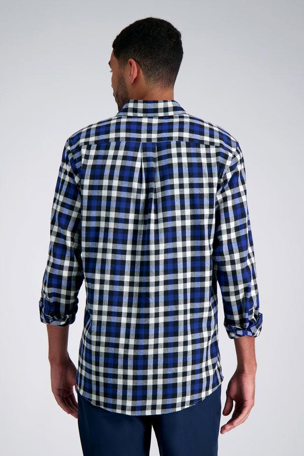 Haggar Long Sleeve Flannel Plaid Shirt Blue