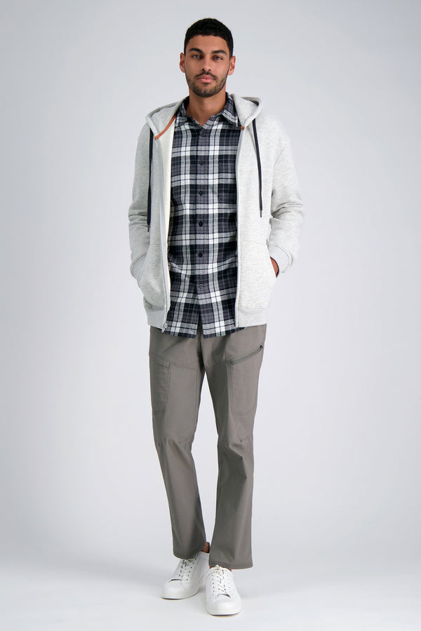 Haggar Long Sleeve Flannel Plaid Shirt Charcoal