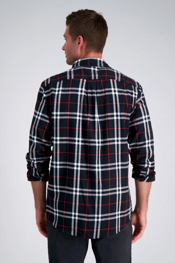 Haggar Long Sleeve Flannel Plaid Shirt Red