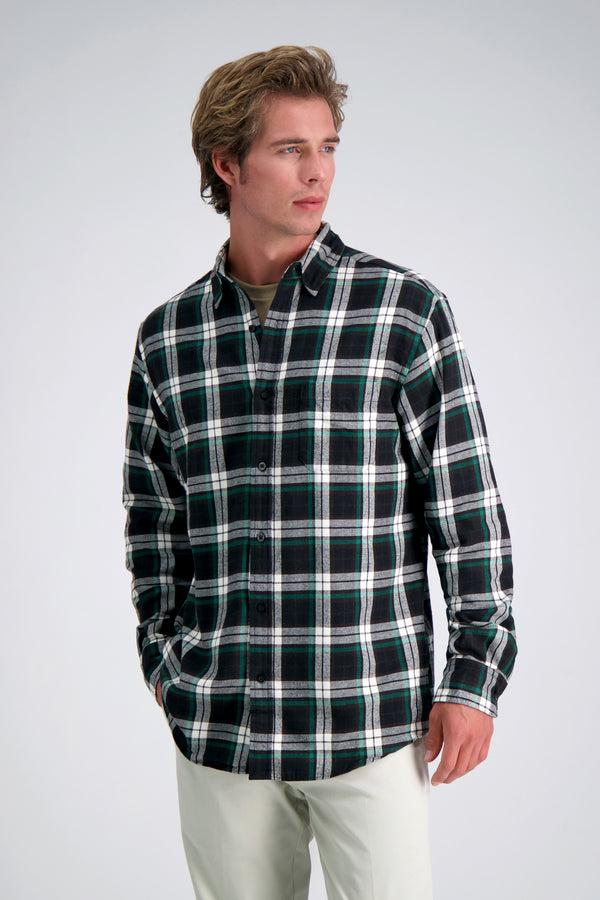 haggar Long Sleeve Flannel Shirt Black