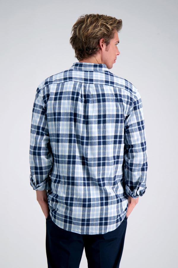 Haggar Long Sleeve Flannel Shirt Light Blue