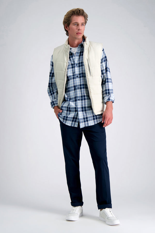 Haggar Long Sleeve Flannel Shirt Light Blue