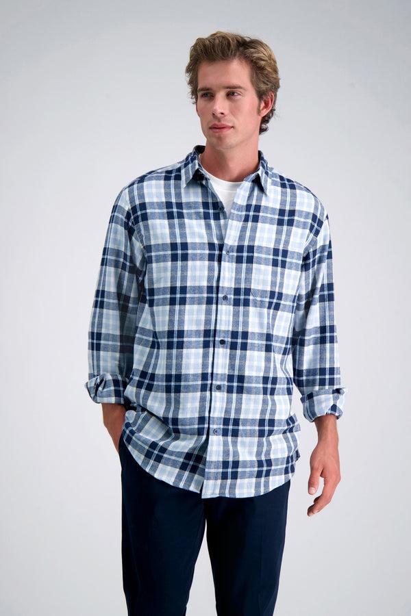 haggar Long Sleeve Flannel Shirt Light Blue