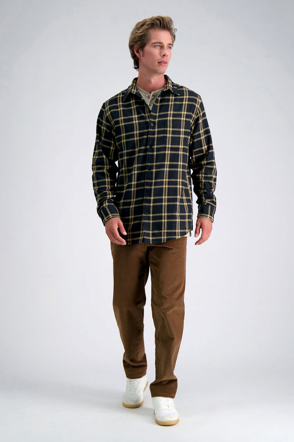 Haggar Long Sleeve Flannel Shirt Mocha