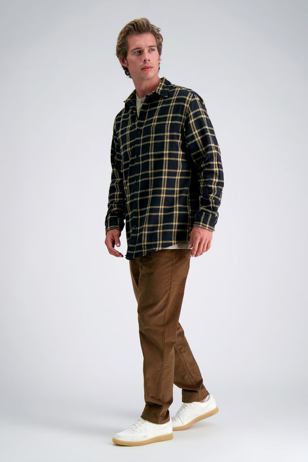 Haggar Long Sleeve Flannel Shirt Mocha